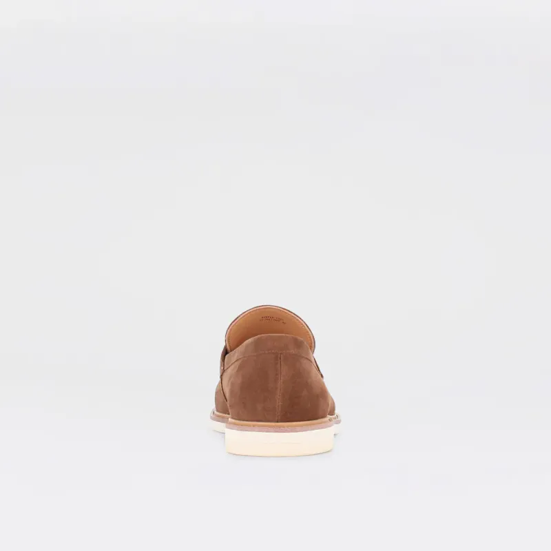 Pepper - mørkebrun penny loafer til herre i semsket skinn
