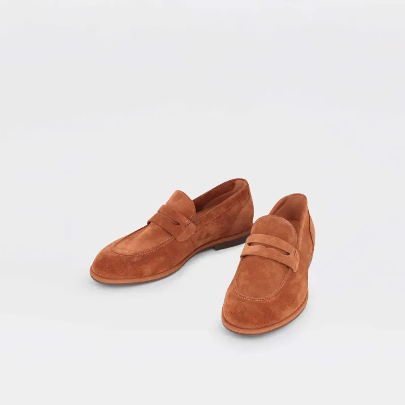 Paris - golden brown loafer til herre i semsket skinn